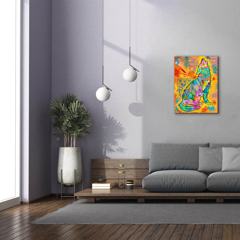 «Coyote Howl» par Dean Russo, art mural sur toile, H 34 po x l 26 po x P 1,5 po