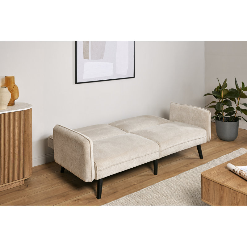 Shiflet 2 Seater Clic Clac Sofa Bed, Beige Chenille