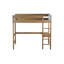 Lit mezzanine simple avec bureau, cadre de lit mezzanine rembourré avec échelle, barrières de sécurité, bois d'hévéa, tête et pied de lit en tissu molletonné