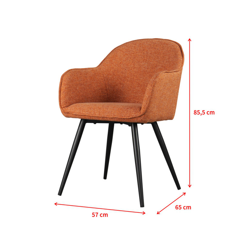 Veston 48cm H Polyester Blend Upholstered Armchair, Orange