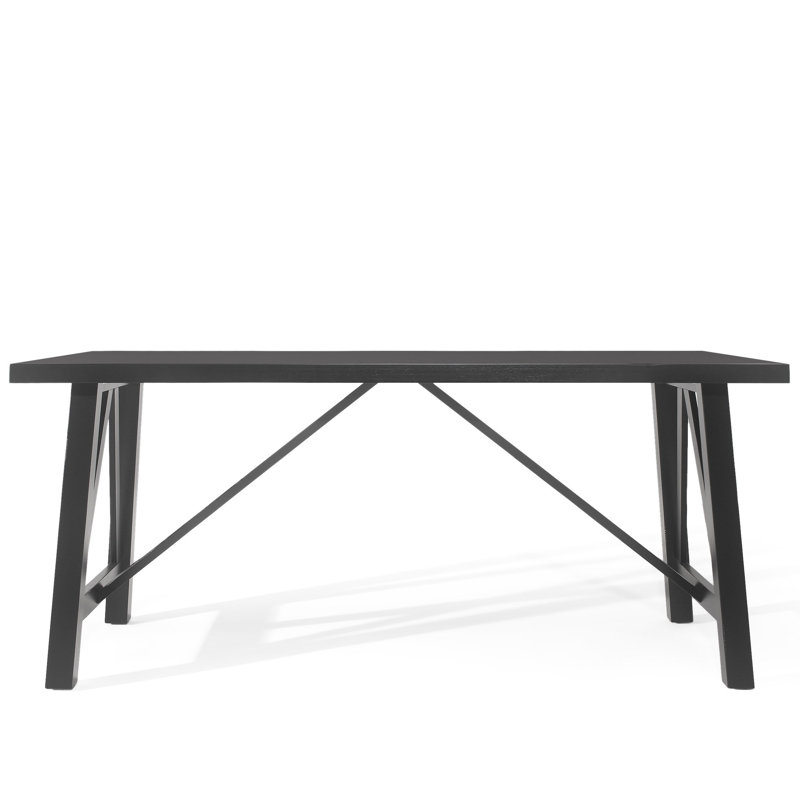 Table de salle à manger de style en bois massif avec structure en bois d'hévéa, l 70,84 po x P 44,50 po x H 30,35 po, fabrication de style rustique noir mat, noir, +, assemblage requis