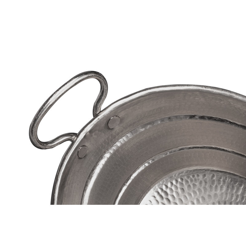 Lavabo vasque ovale en cuivre martelé 16 "avec poignées, Nickel