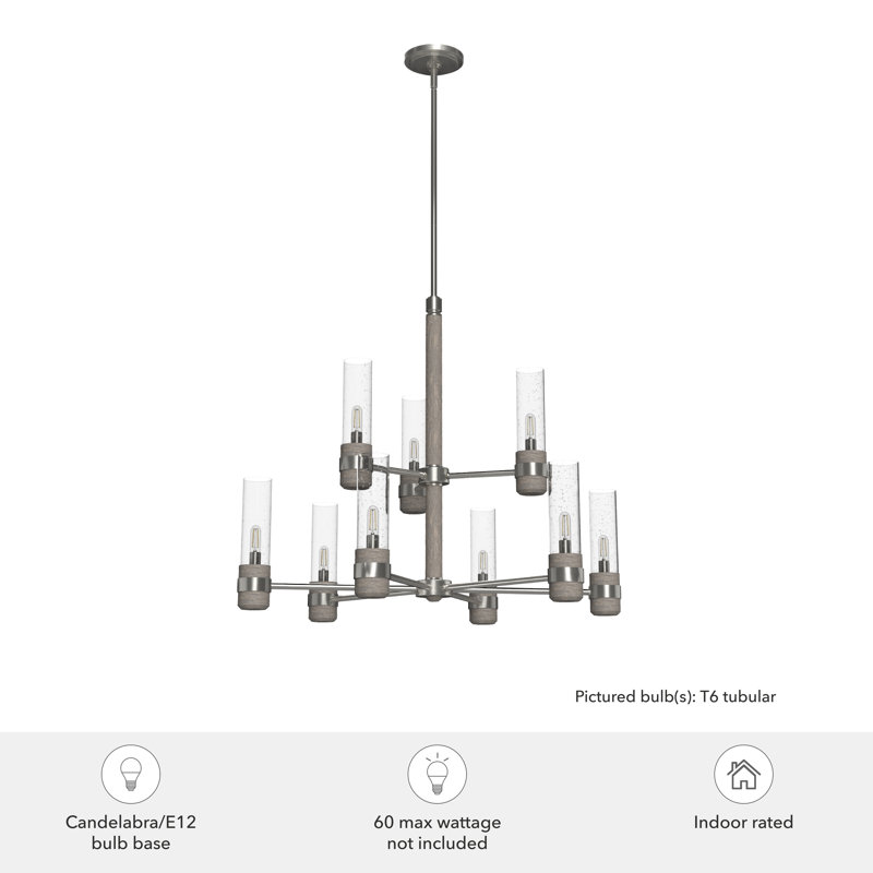 River Mill Brushed Nickel 9-Light 2-Tier Chandelier