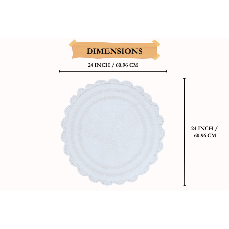 Crochet Cotton Reversible Bath Rug - Round, White