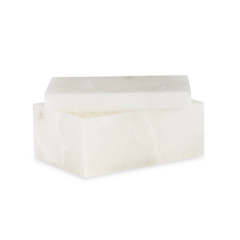 Handmade Alabaster Decorative Box, 5" H x 10" W x 7" D