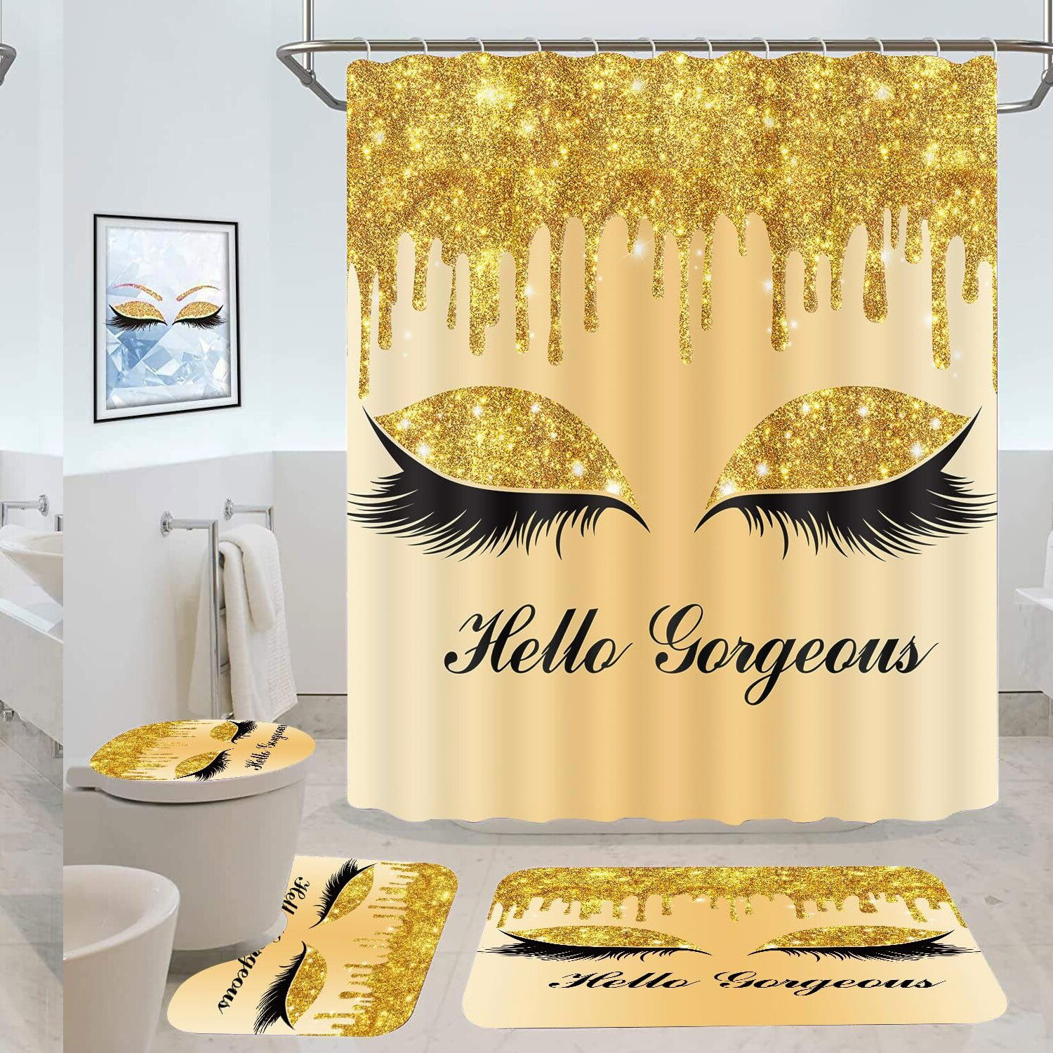 Golden Horizon Bloom Shower Curtain NCU0PTT3013