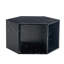 Table basse hexagonale avec aspect marbre noir, rangement multi-trous, design épuré et moderne, options de couleurs disponibles