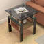Table basse carrée en verre, ensemble de 2 tables de salon, ensemble de 2 tables de thé moderne trempé avec plateau en MDF et table de bout gris / noir-529655435-529655429