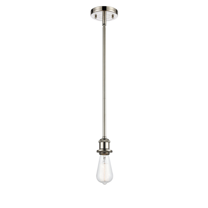 Luminaire suspendu simple 1 lumière, Ampoule incandescente rétro 60 watts, Nickel poli, H 2,75 po x l 4,5 po x P 2,5 po