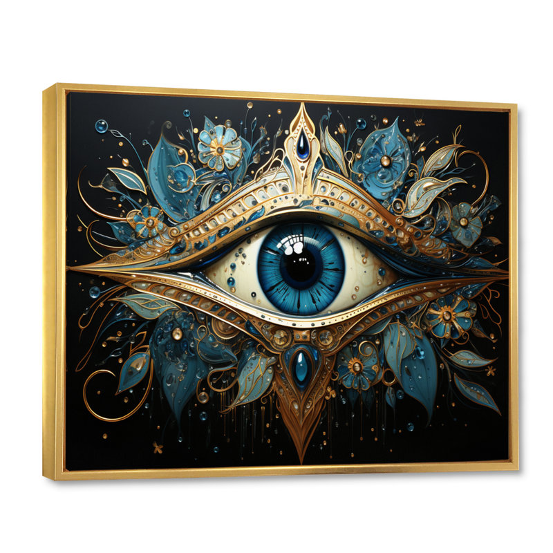 Judaism Hamsa Blessings Eye I - Judaism Wall Art, H 30 po x l 40 po x P 1,5 po, Cadre flottant doré