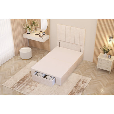 Asterin Divan Bed Base with 54" Floor Standing Headboard Plush Velvet
