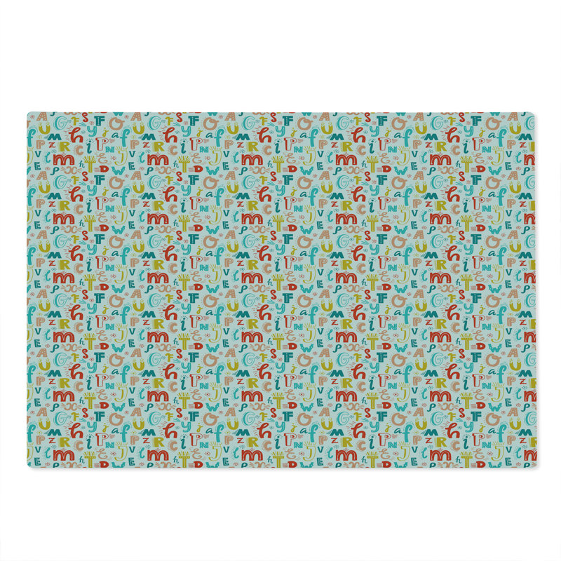 Ambesonne Letters Cutting Board Large Size Colourful Alphabet Character Multicolor