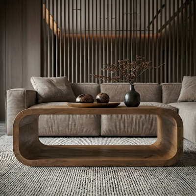 Table basse contemporaine en bois de manguier brun Wilhelmina