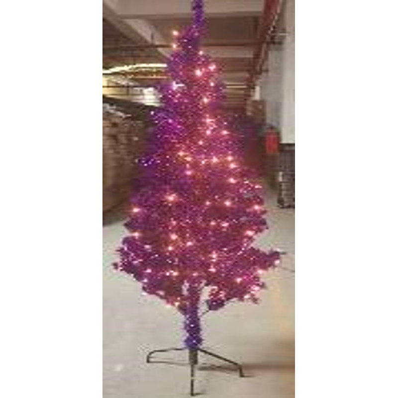 Artificial Tinsel Christmas Tree - Purple, Pre-Lit, 7'