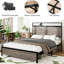 Bed Frame Queen Size, Led Headboard With 2 , Under - Storage, Metal And Wood Blend, Antique Grey, Simple Assembly Stable Size Lights Storage Drawers, Bed, Modern Design