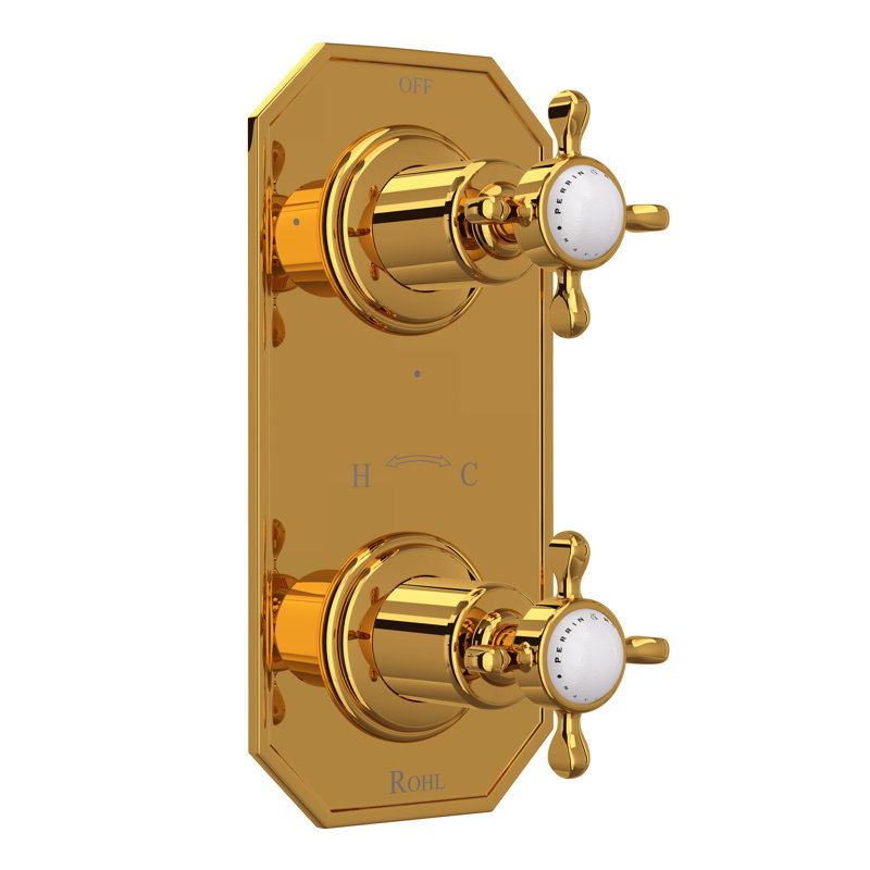Edwardian™ 1/2" Thermostatic Trim with Diverter, Unlacquered Brass