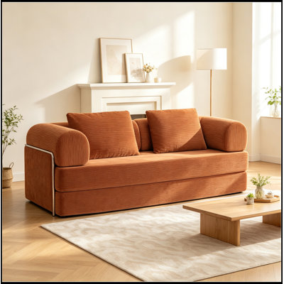 Causeuse en velours côtelé avec coussin moelleux