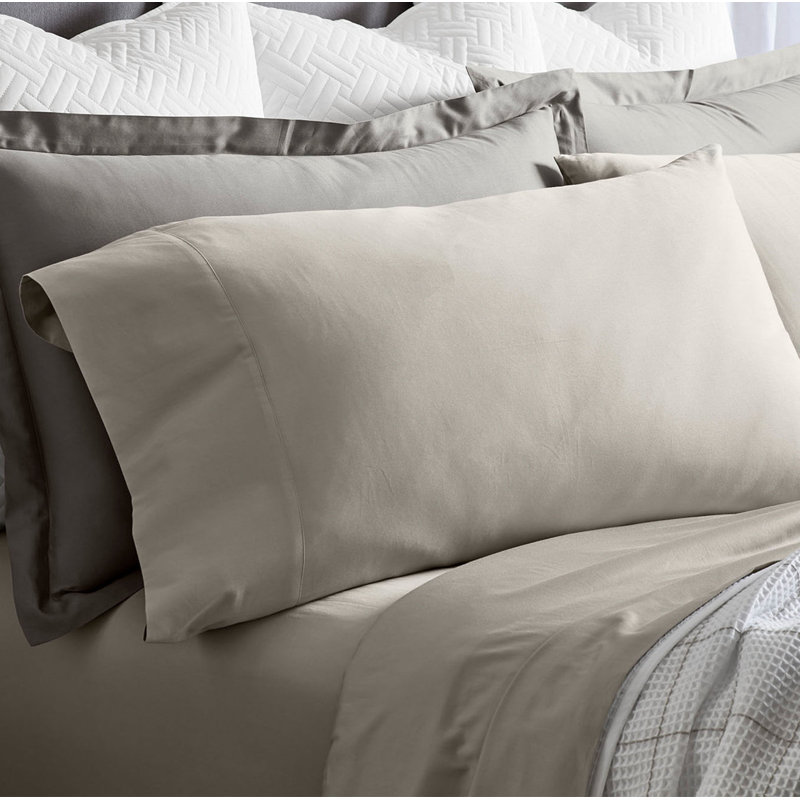 Percale Hemmed Pillowcase Set, Pewter, King Pillowcase