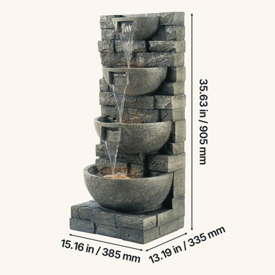 Fontaine d'extérieur avec cascade à 4 niveaux, lumières DEL et pompe pour le jardin, le patio et l'intérieur