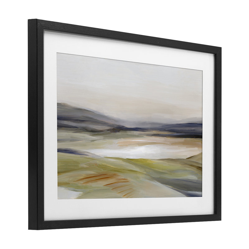 «Fading Tranquil Horizon», reproduction sous verre encadrée, conception par Hannah Dawson, H 14 po x l 20 po