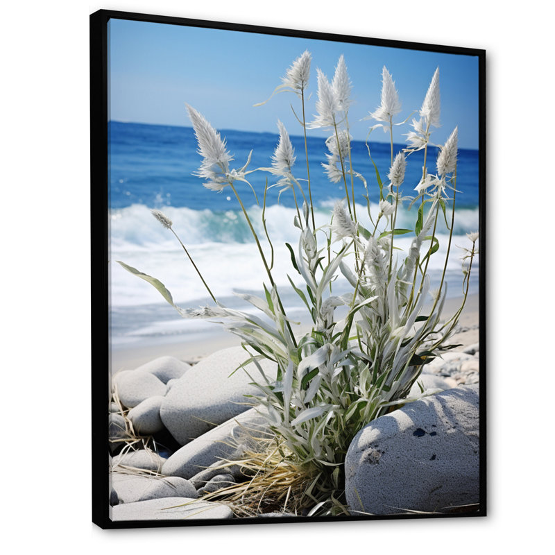 «Beach Seaside Flora II», reproduction sur toile, Cadre flottant noir, H 32 po x l 24 po