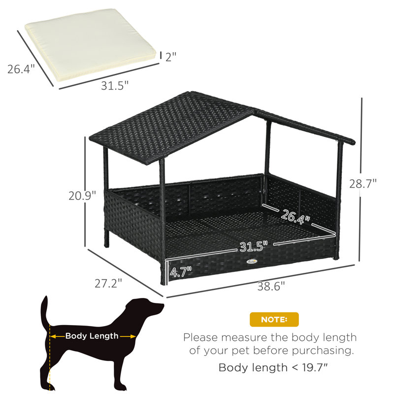 Niche pour chien en osier Pawhut, Blanc