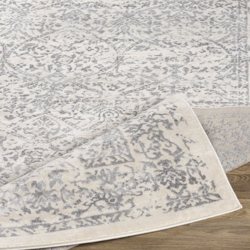 Tapis oriental gris / ivoire DeSoto, Carré 6 pi 7 po