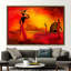 Coucher de soleil sur toile, femme noire, toile abstraite, affiche de femme africaine, œuvre d'art paysage africain, toile africaine,-109546856-109546863