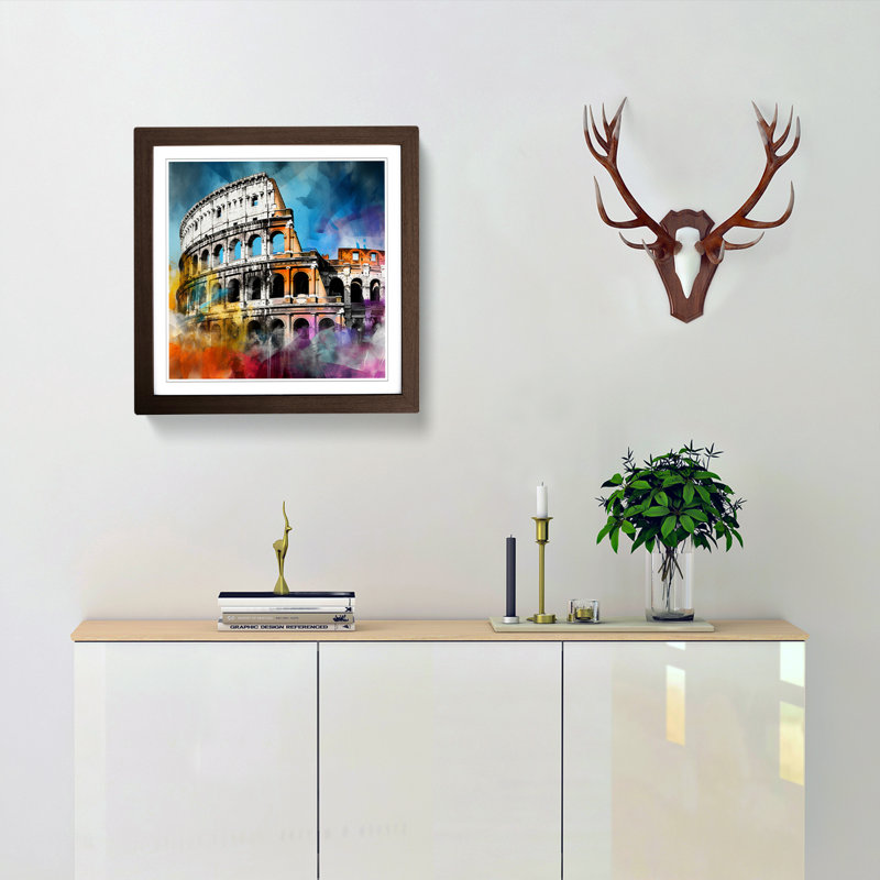 Colosseum Gestural Art - Framed Print, Walnut