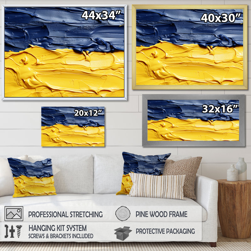 Souvenir de l'Ukraine, peinture abstraite - art abstrait sur toile, H 30 po x l 40 po x P 1,5 po, Cadre photo noir