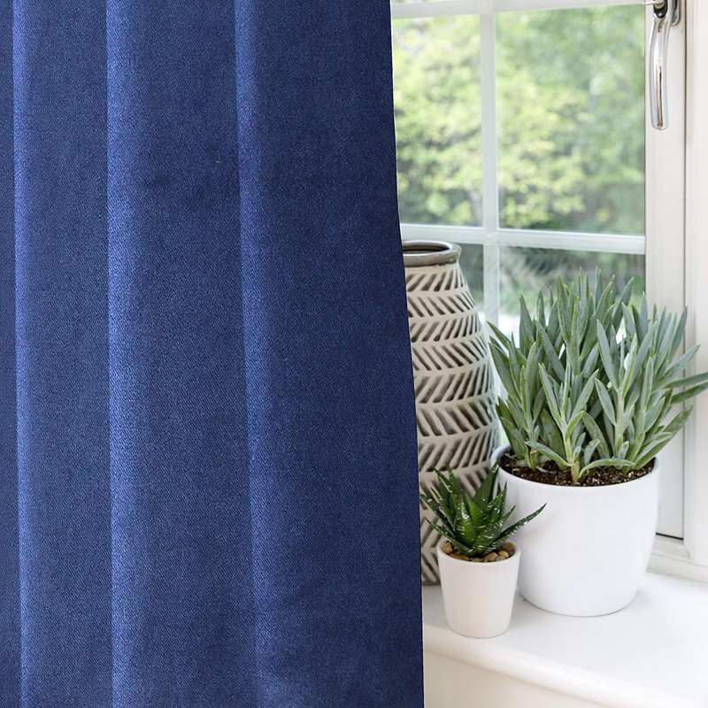 Delavega Blackout Curtains / Drapes Pair, Width 167 x Drop 228cm, Navy