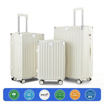 Ensemble de bagages 3 pièces grande capacité avec roulettes amovibles, coque rigide en ABS durable pour plus de commodité de voyage