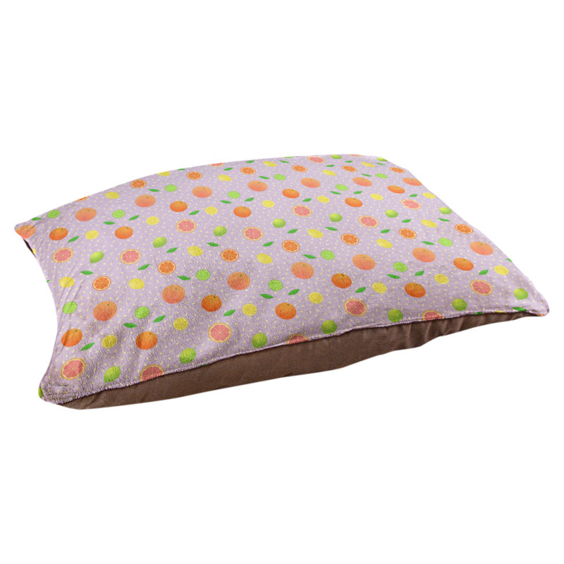 Coussin pour chien agrume fruit Byrge, Moyen (l 30 po x P 20 po x H 10 po), Rose clair / orange / jaune
