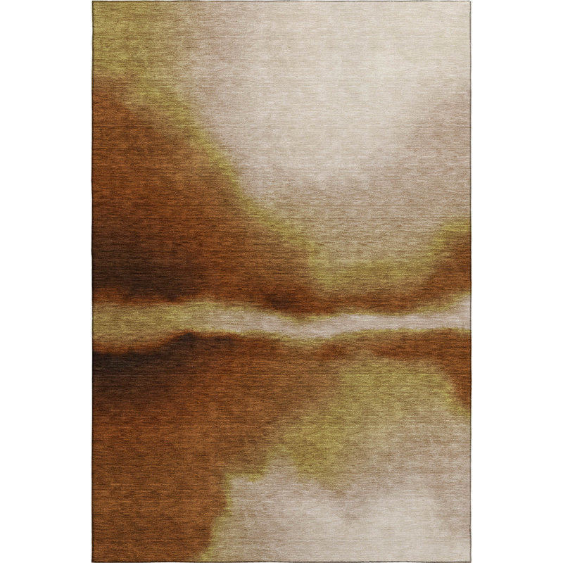 Premium Machine Washable Mayfield AMF2419 Abstract Rug, Paprika, 10' x 14'