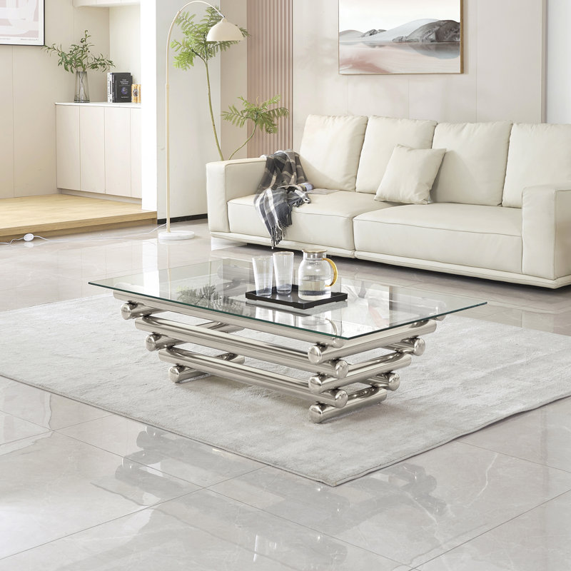 Table basse Faviola, Argent argent, H 15,36 po x L 54,8 po x l 27,56 po