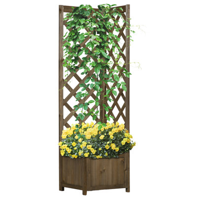 Lit de jardin surélevé en bois avec treillis Outsunny