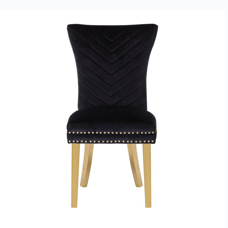 Chaise de salle à manger avec pieds en velours 2 pièces Eva