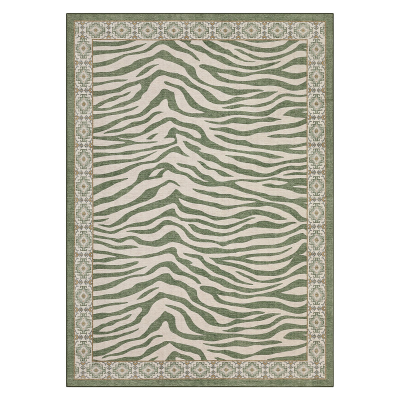 Area Rug Washable Rug Vintage Non Slip Rug Foldable Stain Resistant Boho Carpet for Bedroom Home Office Kids Room, Green