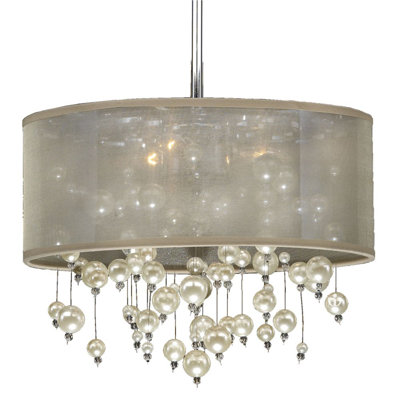 Lustre tambour 3 lumières à abat-jour Leal