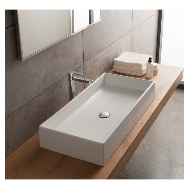 Scarabeo By Nameeks Teorema 15.35'' White Ceramic Rectangular Bathroom Sink