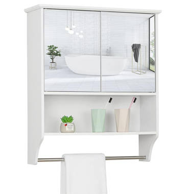 Winston Porter Ancelmo 25.3'' W 22.8'' H Surface Frameless Medicine Cabinet  with Mirror and 9 Fixed Shelves & Reviews