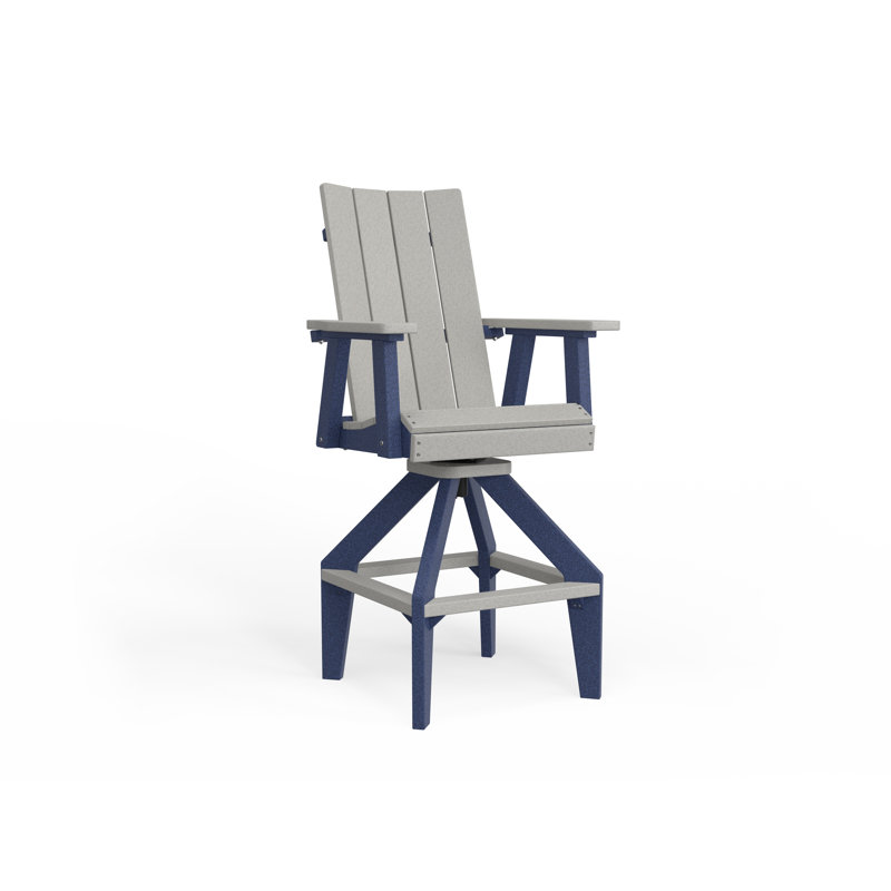 SOL Outdoor Bar Stool, Navy Blue, Brazilian Walnut