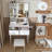 Modern Vanity Desk ,Featuring 3 Modes Of LED Lighting With Adjustable Brightness, 3 Drawers And Multiple Open Storage Shelves, A Hair Dryer Holder And Power Socket, And A Dressing Chair-1562748249