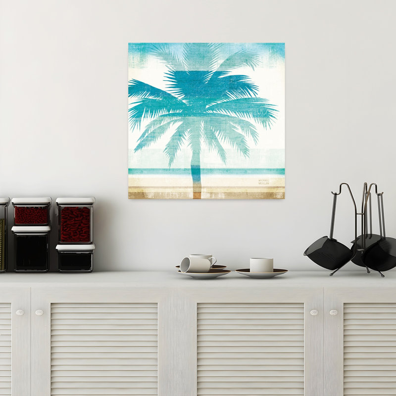 «Beachscape Palms II», palmier abstrait, art côtier, H 18 po x l 18 po