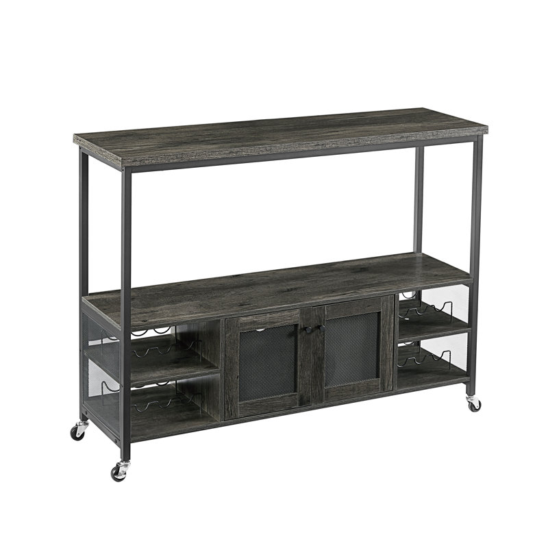 Table de couloir 54,3 po Elihu, table de canapé, console avec tablettes ouvertes, Gris foncé
