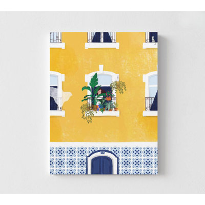 Lisbon Window Balcony Poster – Colorful Mediterranean Art Print