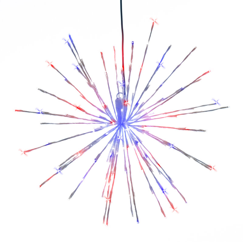 200 lanternes 200 lumières, H 24 po x L 24 po x l 24 po, Blanc pur / rouge / bleu