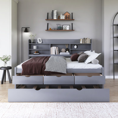 Wood Captain Bed With Trundle,Drawers