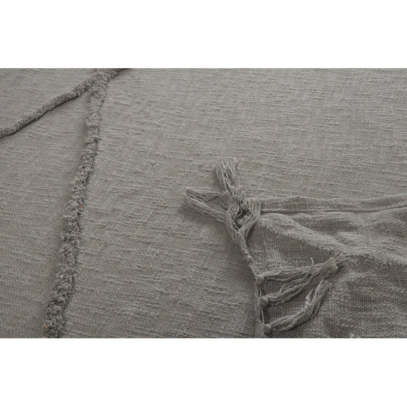 Jeté en coton tissé crème, Gris