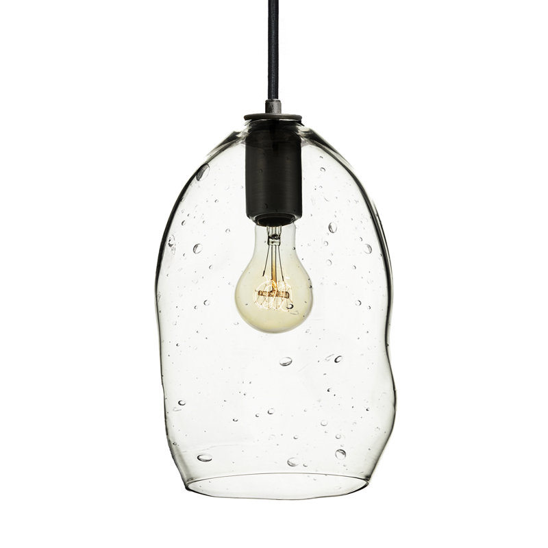 Luminaire suspendu géométrique simple à 1 lumière Bubble, Noir mat, Ampoule DEL